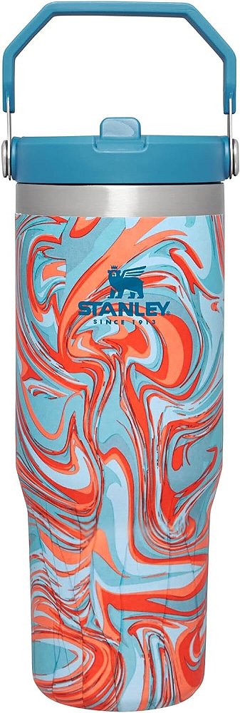 Caneca de aço inoxidável STANLEY IceFlow com canudo, Garrafa de água isolada a vácuo para casa, escritório ou carro, Copo reutilizável com canudo à prova de vazamentos.