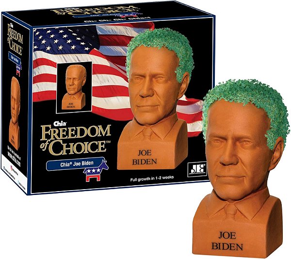 Chia Pet Joe Biden com Pacote de Sementes, Vaso de Cerâmica Decorativo, Fácil de Fazer e Divertido de Cultivar, Presente Novidade, Perfeito para Qualquer Ocasião, Terra Cota.