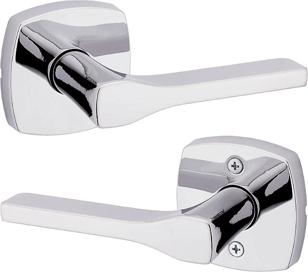 Maçaneta de Passagem Interior Kwikset Tripoli, Maçaneta para Portas de Armário e Corredor, Maçaneta Reversível sem Trava, Cromada Polida
