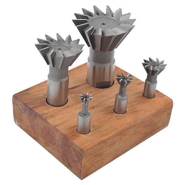 Conjunto de 5 cortadores HSS para encaixe de calda de andorinha, 3/8-1-7/8 polegadas - HHIP 2006-0205