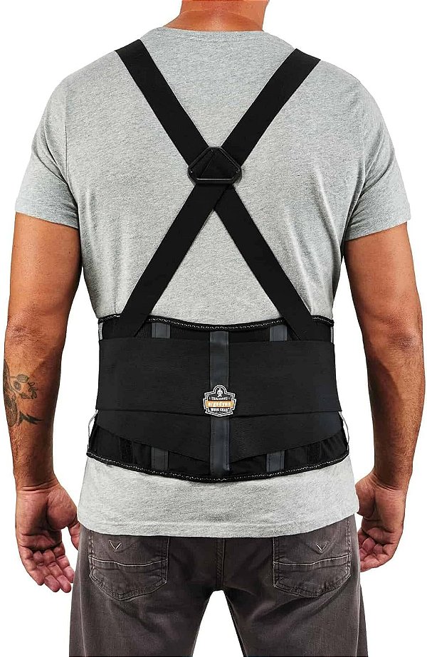 Suporte para as costas Ergodyne ProFlex 2000SF, 8,5 Spandex, Design em forma de V e hastes patenteadas para suporte adicional, 4XL, Preto.