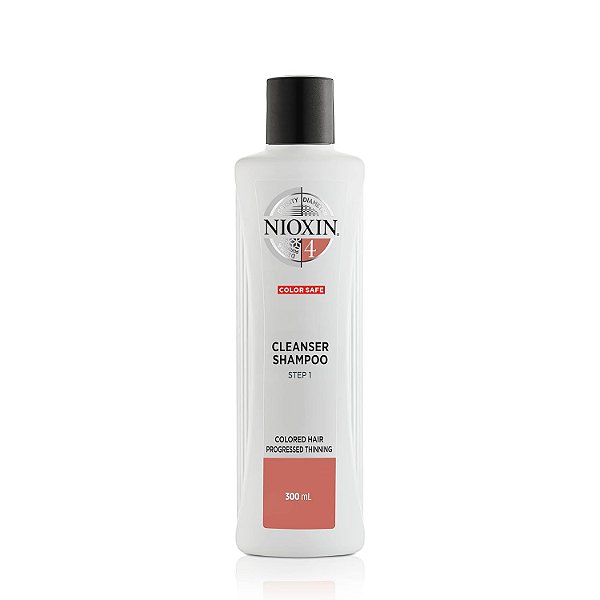 Nioxin Sistema 4, Shampoo de Limpeza com Óleo de Hortelã-Pimenta, Trata o Couro Cabeludo Sensível e Fornece Hidratação, para Cabelos com Coloração e Afinamento Progressivo, V