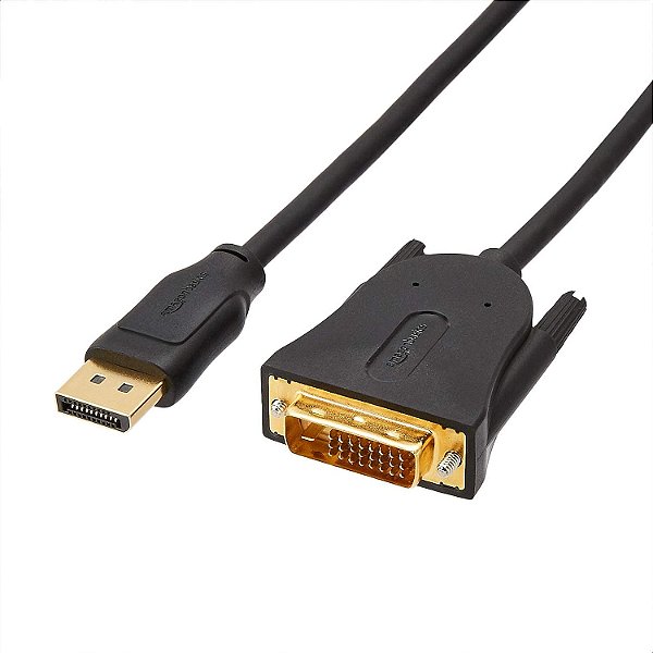 Cabo de DisplayPort para DVI de 10 unidades da Amazon Basics, 1920x1080p, 1080@60Hz, Cabo de Vinil, Plugs Banhados a Ouro, 1,8 Metros, Preto