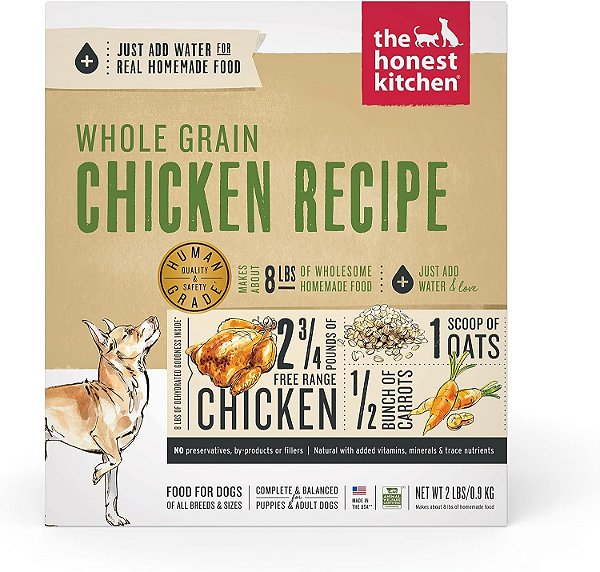 Alimento para cães desidratado de frango de grãos inteiros The Honest Kitchen, caixa de 2 lb