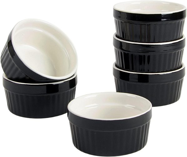 Conjunto de 6 Ramequins 10 Strawberry Street Roma, 4 oz, Preto.