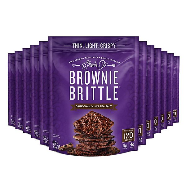 Brownie Crocante de Chocolate Amargo com Sal Marinho da Sheila G - Petiscos Doces Finos e Crocantes (Pacote com 6 unidades, 5 oz), Bites de Brownie Gourmet Delicioso Sobremesa