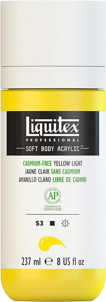 Tinta Acrílica de Corpo Suave Profissional da Liquitex, Frasco de 237ml (8 oz), Amarelo Claro Livre de Cádmio