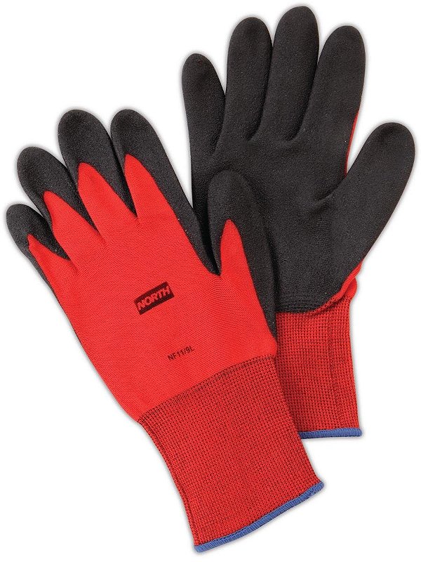Honeywell North by Honeywell NF11/10XL NorthFlex Vermelho NF11 Luvas revestidas de palma de PVC espumado, Nylon, Tamanho 10, Preto/Vermelho (Pacote com 12)