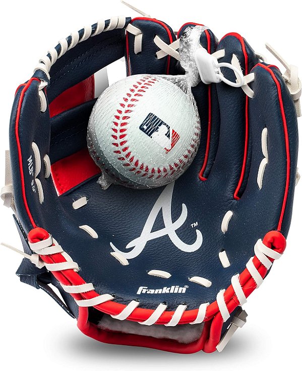 Conjunto de luva e bola de beisebol e tee para jovens da MLB da Franklin Sports - Luva e bola de beisebol e tee para crianças - Luva infantil perfeita - 9,5