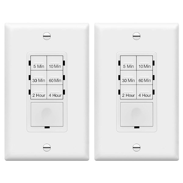 Interruptor de contagem regressiva sem fio neutro de 4 horas Enerlites, 5-10-30-60 minutos, 2-4 horas, para ventiladores de banheiro, aquecedores, luzes, indicador LED, 120VAC