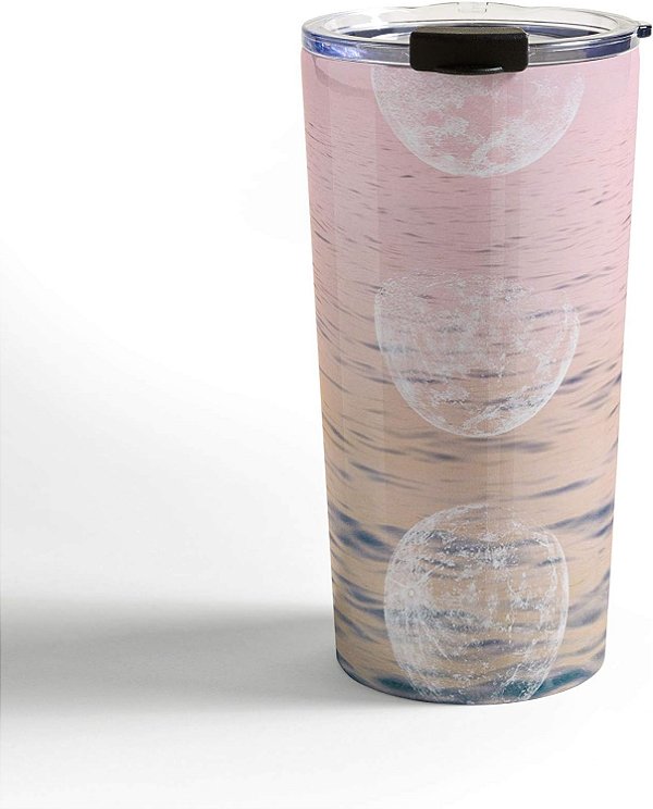Society6 Emanuela Carratoni Moontime on The Beach Caneca de Viagem, 20oz, Rosa