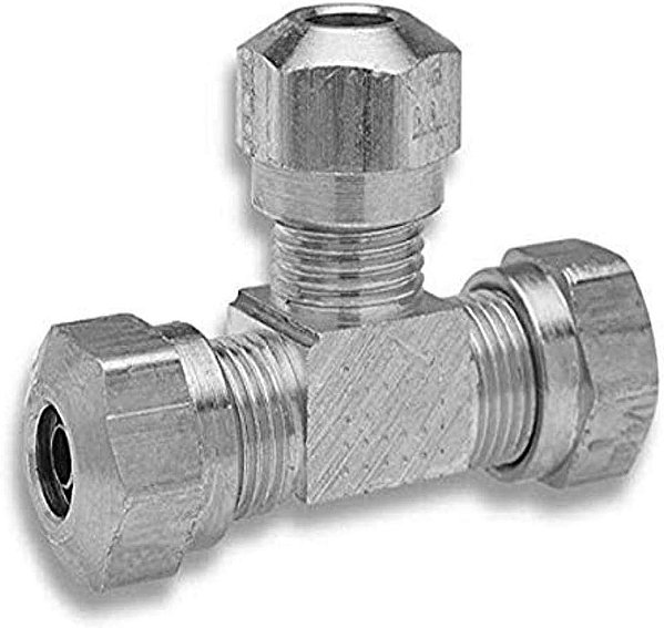 Adaptador em T de compressão de latão Edelmann 916490 para sistemas de freio a ar com tubo de nylon - 5/8