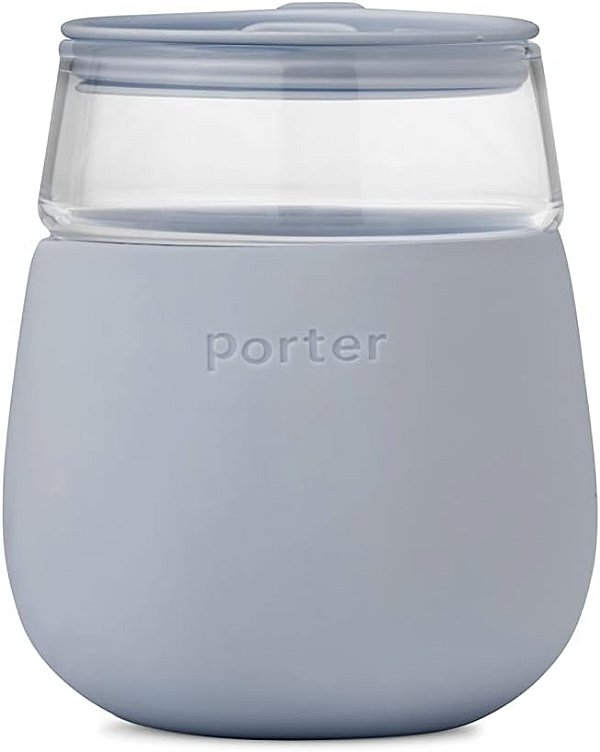 Copo de Coquetel de Vinho W&P Porter com Manga Protetora de Silicone | Ardósia 15 Onças | Para Viagem | Reutilizável | Portátil | Seguro para Lava-Louças