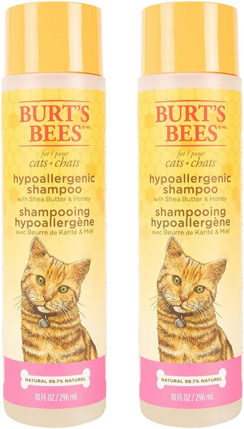 Shampoo hipoalergênico Burt's Bees para gatos com manteiga de karité e mel | Shampoo hidratante e nutritivo para gatos | Livre de crueldade, sulfatos e parabenos, pH balanceado para gatos - Fe