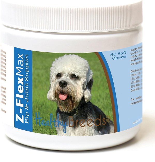 Bolachas mastigáveis saudáveis para quadril e articulações Z-Flex Max de terrier Dandie Dinmont - 50 unidades.