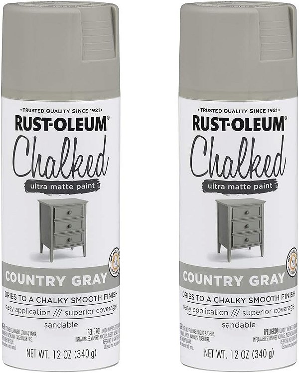 Rust-Oleum 302593A2 Tinta em Spray Ultra Matte Chalked, 2 Pacotes, Cinza Country, 24 Onças.