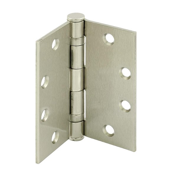 Dobradiça de porta comercial Prime-Line U 1156453, pivô suave com 2 rolamentos de esferas, 4-1/2 pol. x 4-1/2 pol. com cantos quadrados, 4 furos por folha com