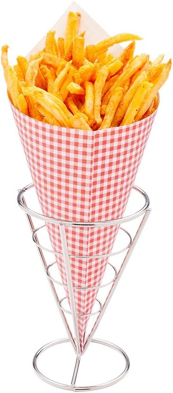 Restaurantware Conetek 11.5 polegadas Eco-Friendly Finger Food Cones: Perfeito para Aperitivos - Cone de Papel Seguro para Alimentos com Estilo de Estampa de Piquenique - Descartável e Reciclável - 100 unidades