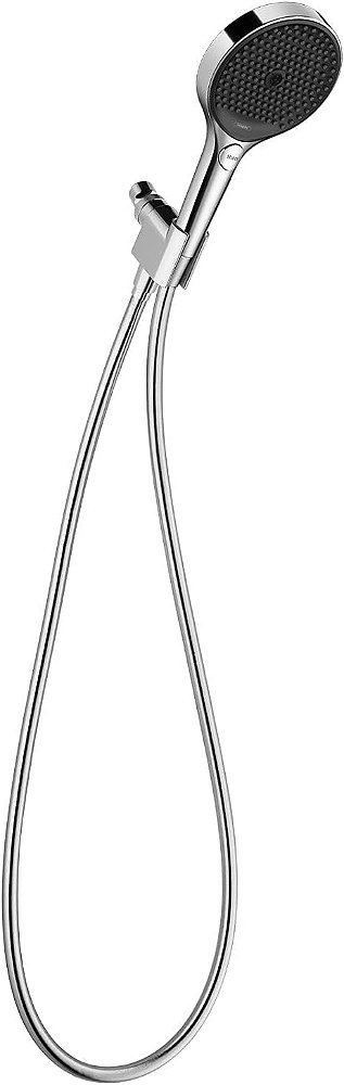 Conjunto de Chuveiro Manual hansgrohe Rainfinity de 5 polegadas com 3 tipos de jato: PowderRain, Intense PowderRain, MonoRain, com mangueira cromada, 1.75 GPM, 26914001