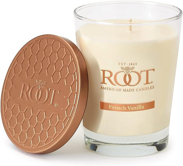 Vela de cera de abelha com aroma de baunilha francesa em formato de favo, grande da Root Candles
