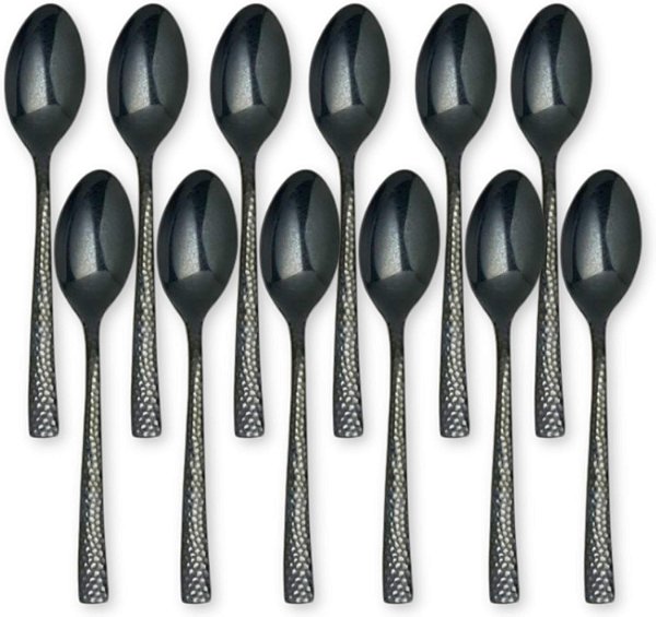 Utensílios de Prata Steelite Varick Malcolm, Textura Martelada Acetinada, Cabo Moderno, Aço Inoxidável 18/10, Utensílios de Prata para Uso Comercial em Restaurantes de Alimentação.