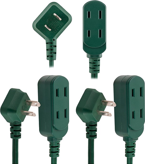 Acessórios Philips, Extensão de Tomada com 3 Saídas, 15 Ft, Perfeito para Luzes de Natal, Verde, Pacote com 3, SPS3532G/37