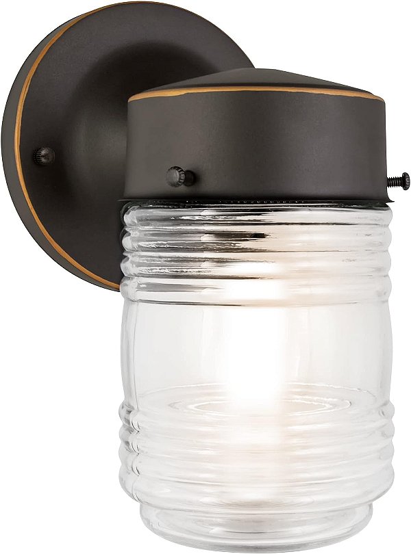 Luminária de Parede Integrada LED Interna/Externa Jelly Jar Design House 587253, Bronze cromado a óleo