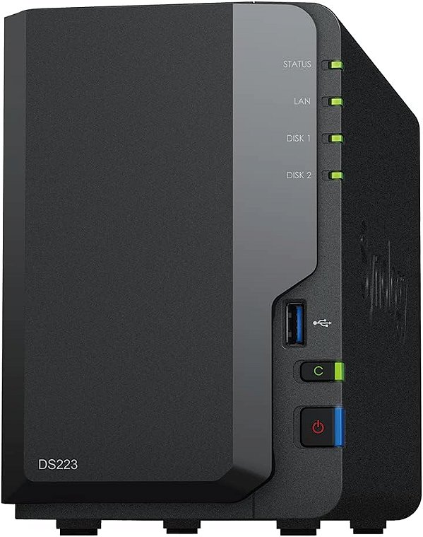 Servidor de Armazenamento de Rede Synology 2 Baias DS223 (Sem Disco)