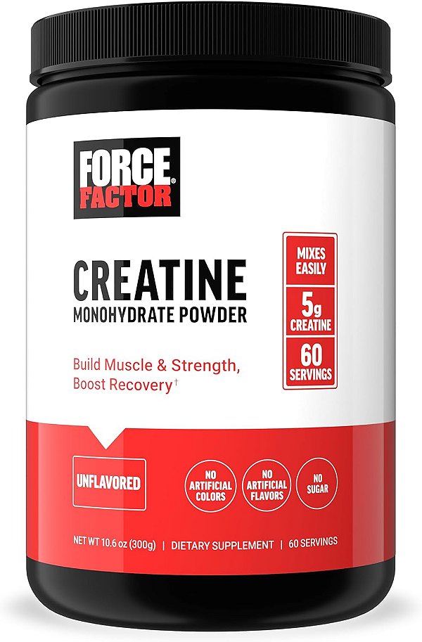 FATOR DE FORÇA Monohidrato de creatina, pó de creatina para ganho muscular, mais força e recuperação mais rápida dos treinos, Creatina Micronizada Estudada Clinicamente com 5g por Porção, Sem Sabor