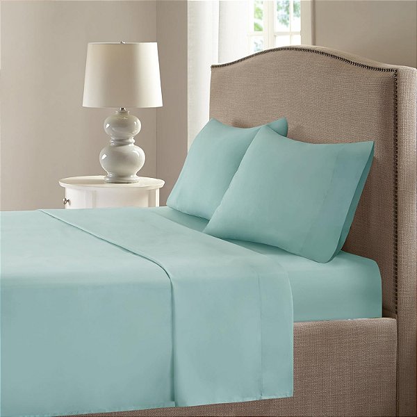 Conjunto de lençóis Comfort Spaces Coolmax Moisture Wicking - Lençóis de clima quente para suor noturno, Twin XL, Aqua, 3 peças