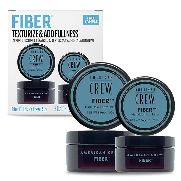AMERICAN CREW Fibra Capilar para Homens, Como Gel para Cabelo com Alta Fixação & Pouco Brilho, Tamanho de Viagem, Conjunto Presente Duplo