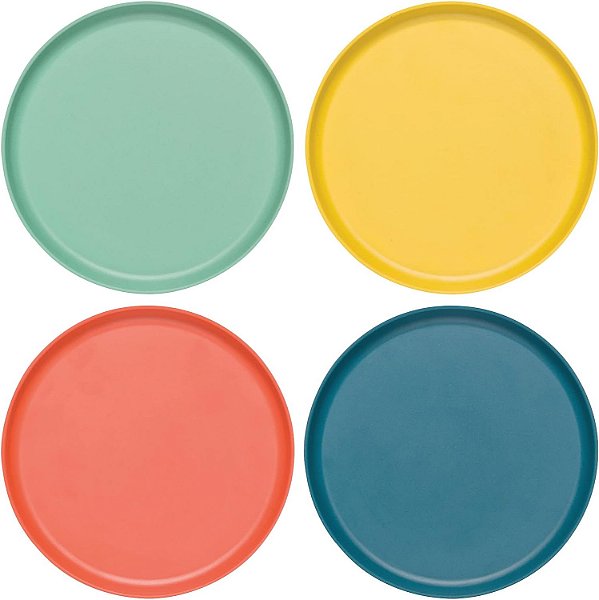 Placas Laterais Now Designs Ecologie, Conjunto de Quatro, Cores de Festa, DIA 7.75 x A 0.75 polegadas