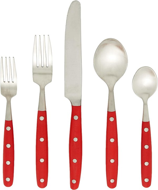Conjunto de talheres Ginkgo International Lyon, 10x2x4 polegadas, vermelho