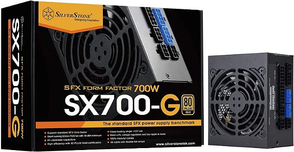 Fonte de Alimentação Totalmente Modular SilverStone Technology SST-SX700-G 700W SFX 80 Plus Gold com Ventilador de 92mm Melhorado e Capacitores Japoneses