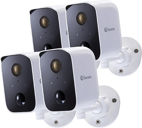 Câmera de Segurança Sem Fio Swann CoreCam, 1080P HD para uso Interno/Externo, Comunicação Bidirecional e Sirene, Detecção de Movimento por Calor, Visão Noturna, IP65,