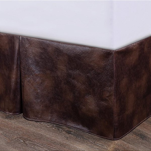 Caminho Paseo pela HiEnd Accents | Saia de cama em tamanho grande de couro falso marrom, roupa de cama rústica para cabanas e alojamentos no estilo ocidental