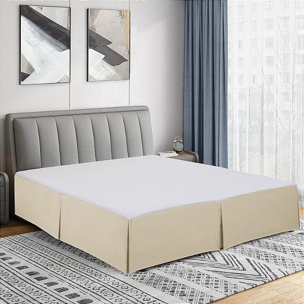 Cathay Home Saia de Cama Fácil de Ajustar com Microfibra Dupla Escovada, Ultra Macia, Resistente a Desbotamento e Amassados - Creme, King