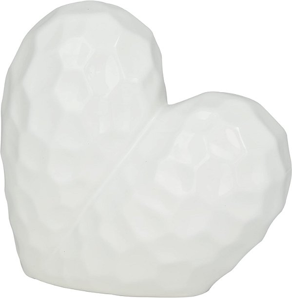 Escultura de Coração de Porcelana Deco 79, 8 x 4 x 8, Branca