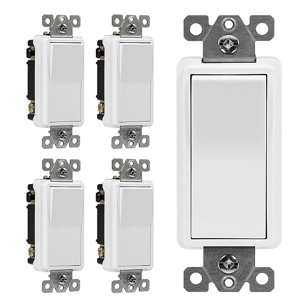 Interruptor de luz decorativo de 4 vias ENERLITES, Interruptor de alavanca de 4 vias, Acabamento brilhante, Fio terra anexado, Grau residencial/comercial, 15A 120V/277V,