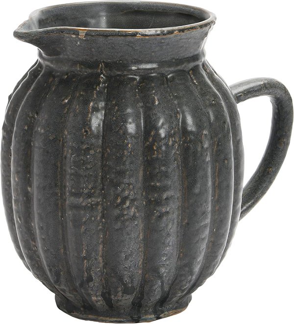 Jarra de cerâmica estriada Creative Co-Op, preta fosca, 8''L x 6''W x 8''H