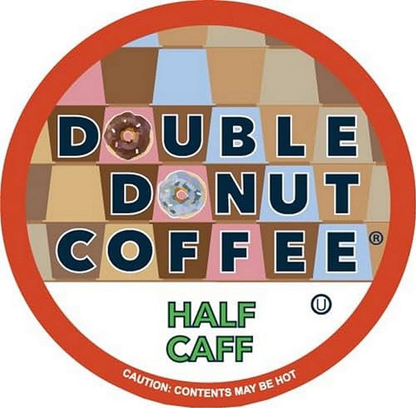 Cápsulas de Café Duplo Half Caff Donut, Cápsulas de Café de Meio Café para Serve Único Para Brewers Keurig K Cup, Torra Média, 48 Unidades