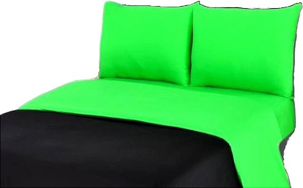 Conjunto de Capa de Edredom Reversível de 2 Peças 100% Algodão Verde Lima/Preto sólido, Individual