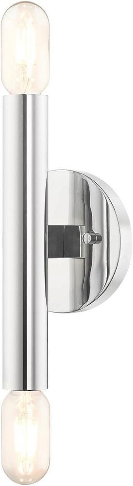 Luminária de parede Livex Lighting 51132-05 Copenhagen Collection ADA com 2 luzes e lâmpadas expostas, cromado polido.