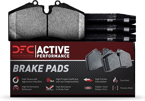 Pastilhas de Freio de Desempenho Ativo da Dynamic Friction Company - Baixo Metálicas 1115-1308-00 - Conjunto Dianteiro