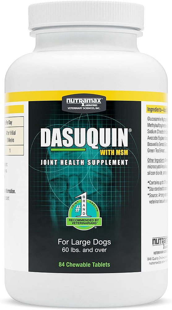 Suplemento para a saúde das articulações Nutramax Dasuquin com MSM para Cães Grandes - Com Glucosamina, MSM, Condroitina, ASU, Extrato de Boswellia Serrata e Extrato de Chá Verde, 84