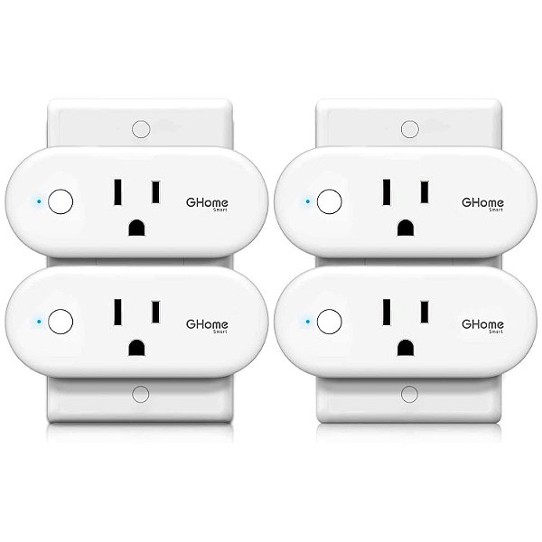 Tomadas Inteligentes GHome - 15A Wi-Fi Compatível com Alexa, Tomada Mini com Controle Remoto, Função de Temporizador Programável, Sem Necessidade de Hub - Pacote com 4 unidades