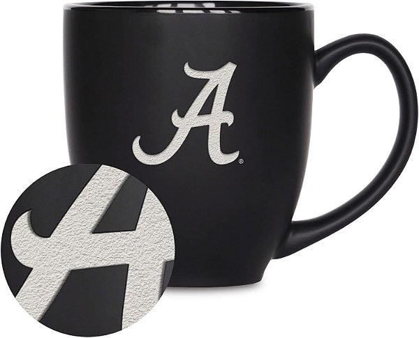 Caneca Bistrô Fosca de 15oz da Rico Industries NCAA  - Para Bebidas Quentes ou Frias - Logo da Equipe Gravado Para Sensação Única