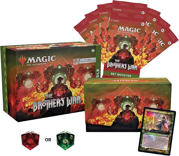 Magic: The Gathering O Pacto dos Irmãos Guerra Bundle | Transformers Card, 8 Conjuntos de Impulsionadores e Acessórios.
