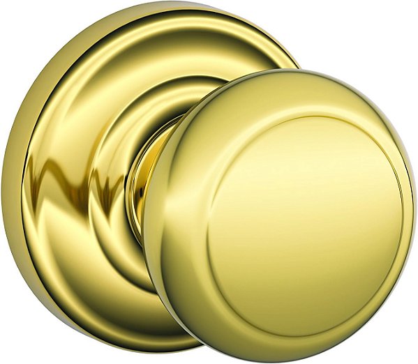 Maçaneta de Passagem SCHLAGE Andover, Roseta Andover, Latão Brilhante