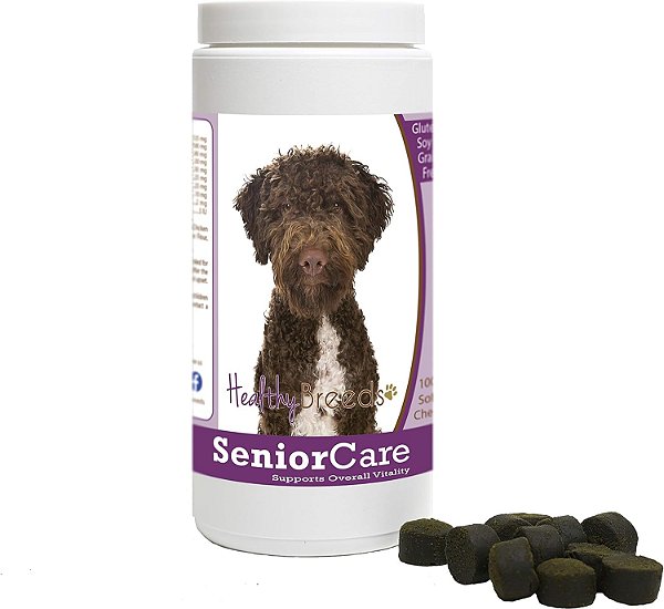 Suplementos Mastigáveis para Cuidados de Cães Idosos da Raça Lagotti Romagnoli Healthy Breeds com 100 Unidades